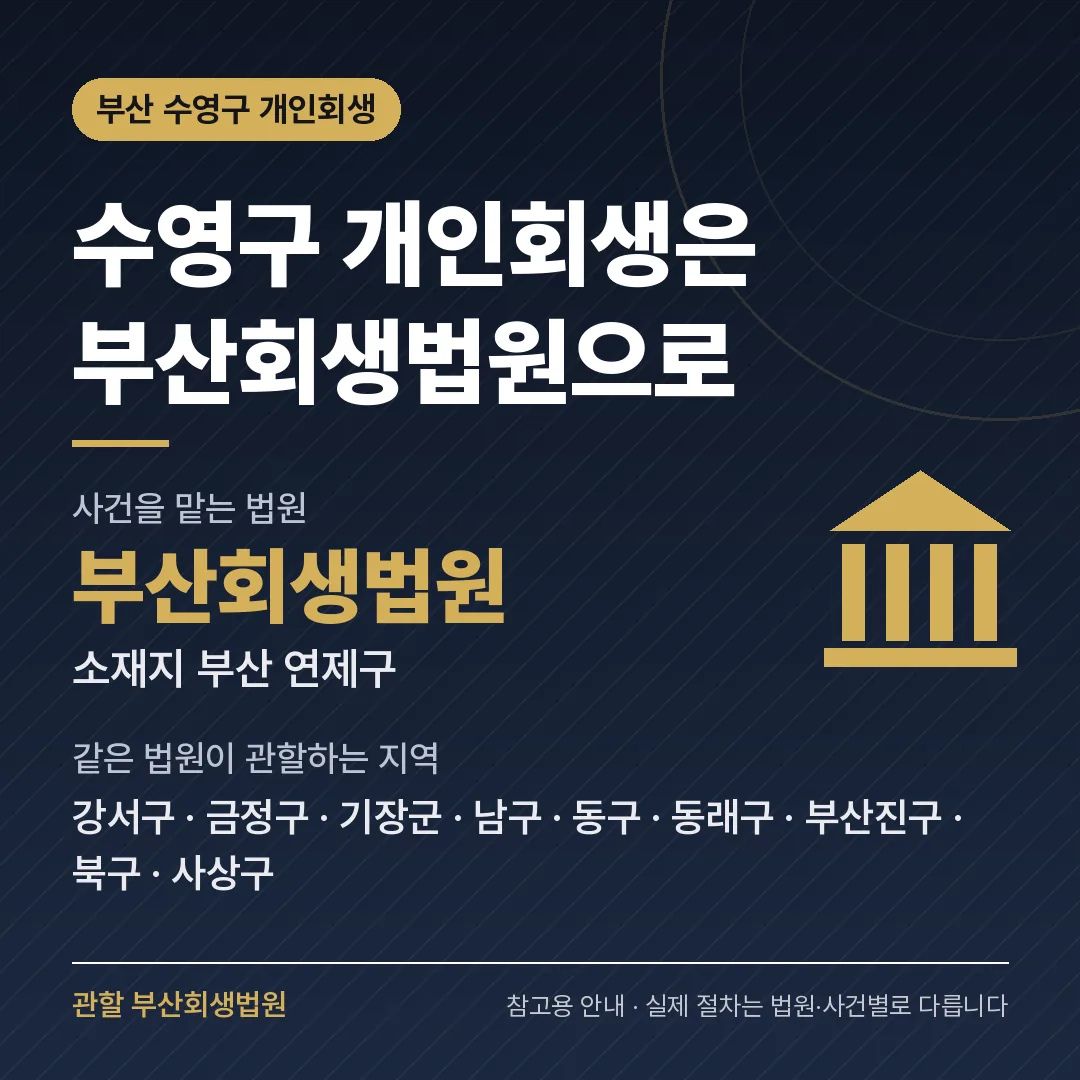 부산 수영구 개인회생 관할 법원 — 부산회생법원