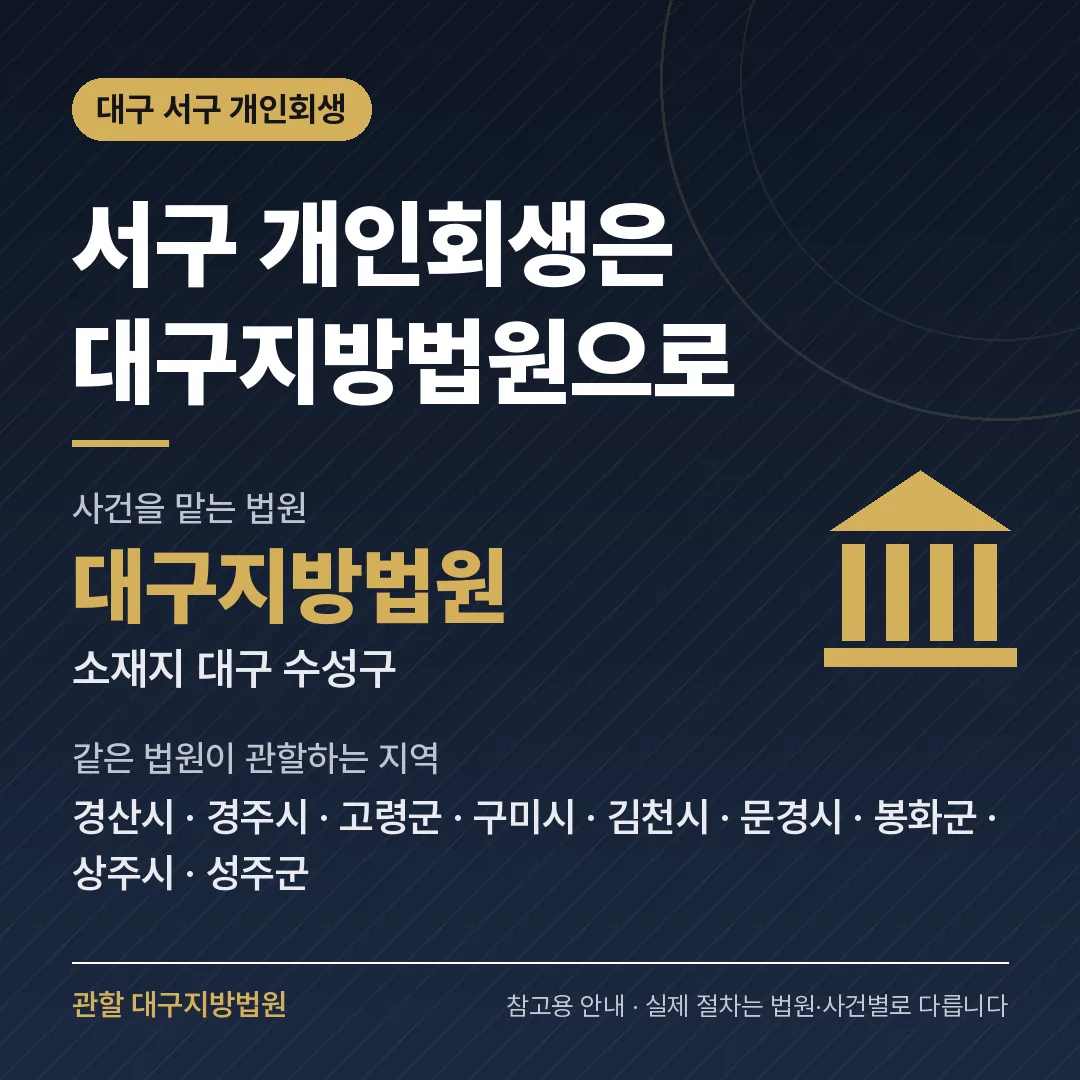 대구 서구 개인회생 관할 법원 — 대구지방법원