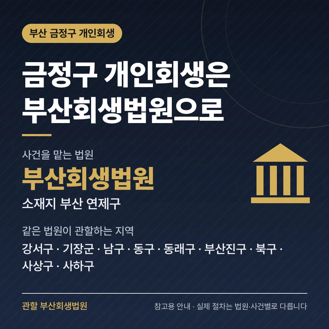 부산 금정구 개인회생 관할 법원 — 부산회생법원