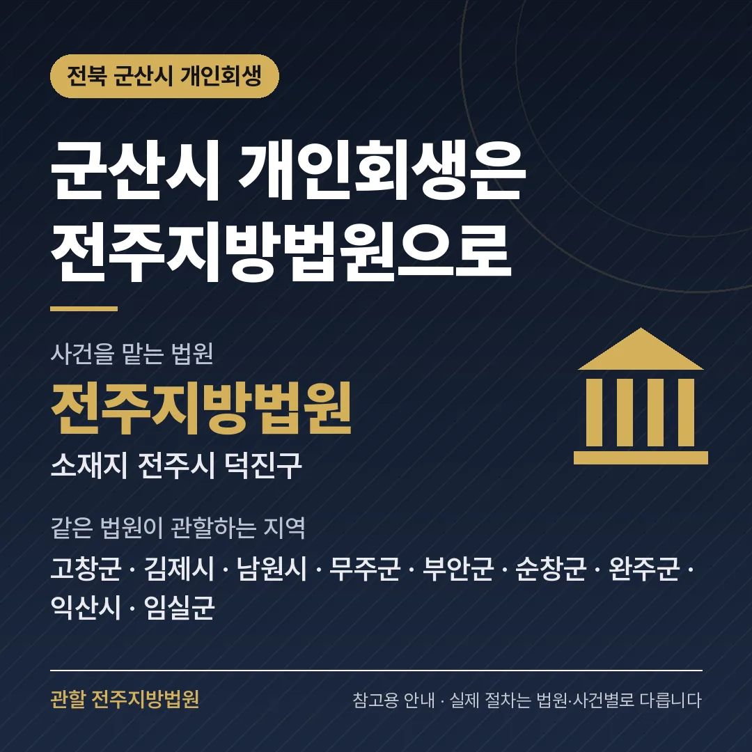 전북 군산시 개인회생 관할 법원 — 전주지방법원 전북 군산시 개인회생 관할 법원 — 전주지방법원